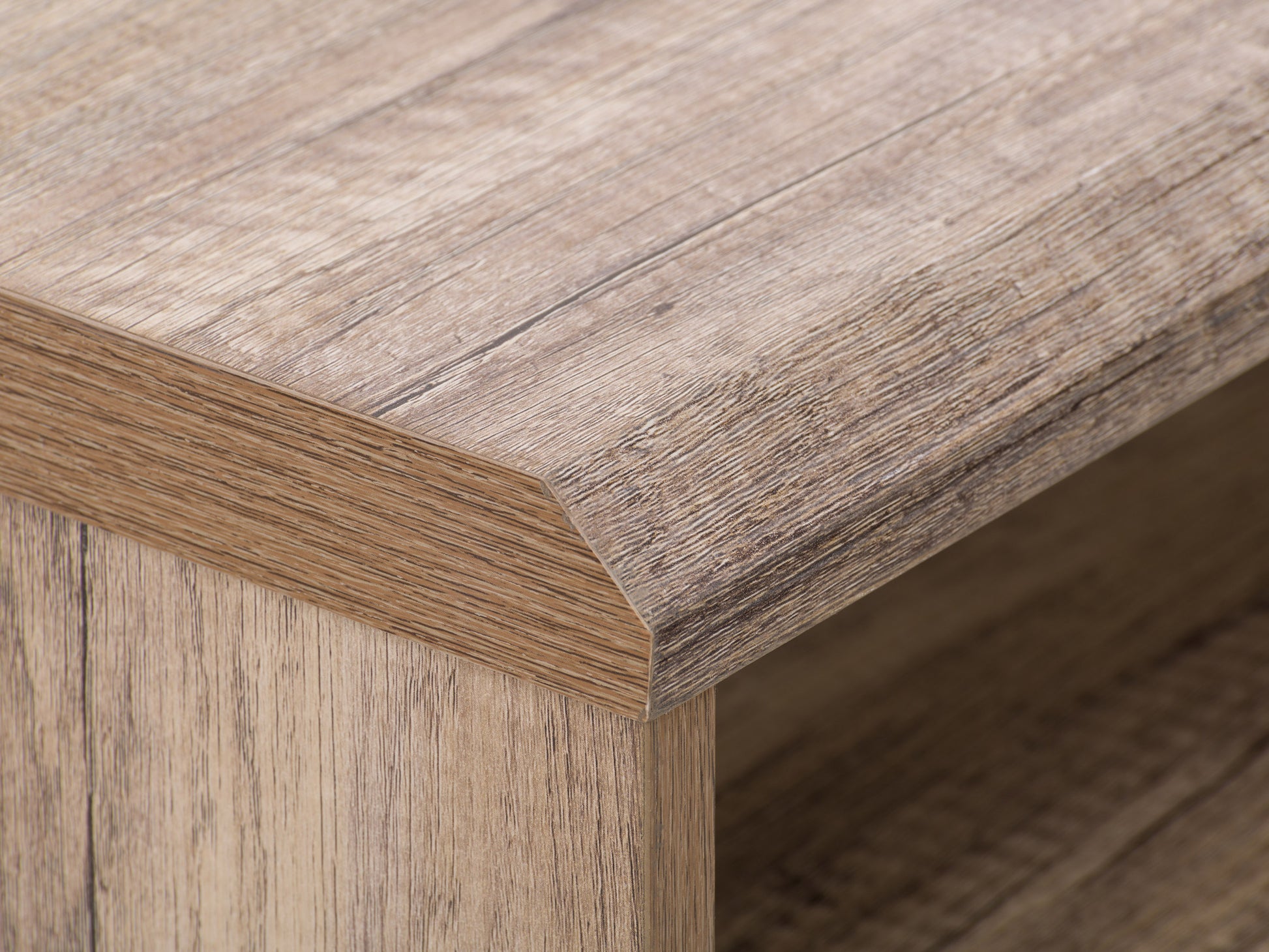 Natural wood office desk with sleek metal legs, spacious tabletop, and minimalist design. Ideal for home or office use.