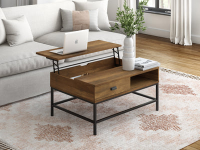 brown Farmhouse Lift Top Coffee Table Fort Worth Collection lifestyle scene by CorLiving#color_brown