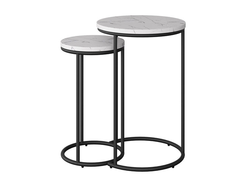 white marble Nesting Side Table Fort Worth Collection product image by CorLiving