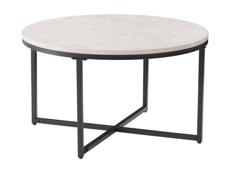 grey marble Wood Round Coffee Table Aria Collection product image by CorLiving