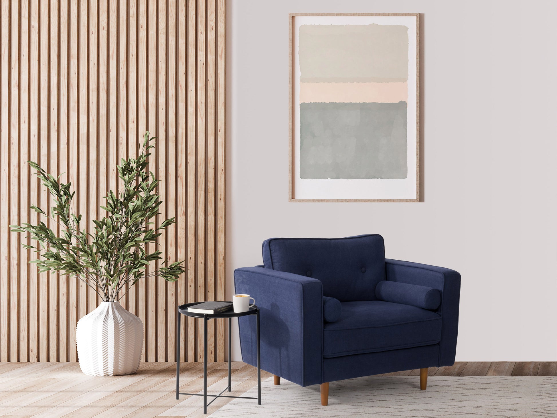 Modern side table with sleek black metal frame, natural wood top, and lower mesh shelf. Industrial design, perfect for living room or bedroom. Ideal for storage and display, blending style and functionality.