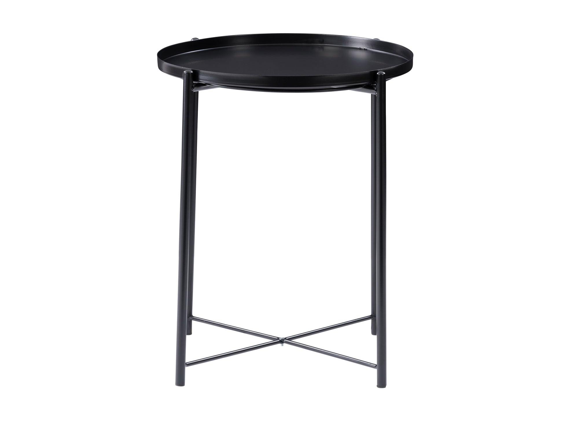 Modern wooden side table with sleek black metal frame, featuring a rich walnut finish and minimalist design, ideal for contemporary living rooms or bedrooms.