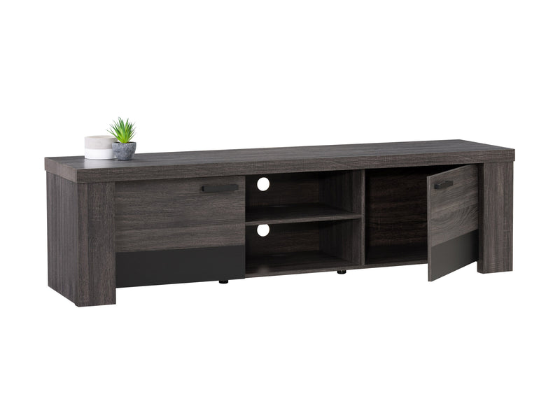 distressed carbon grey black duotone Modern TV Stand with Doors for TVs up to 85" Joliet Collection product image by CorLiving