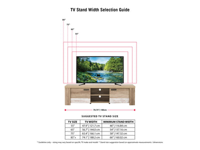 distressed warm beige white duotone Modern TV Stand with Doors for TVs up to 85" Joliet Collection infographic by CorLiving#color_distressed-warm-beige-white-duotone