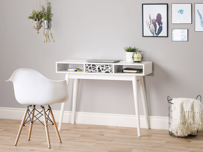 abstract pattern white Mid Century Modern Desk Acerra Collection lifestyle scene by CorLiving#color_abstract-pattern-white
