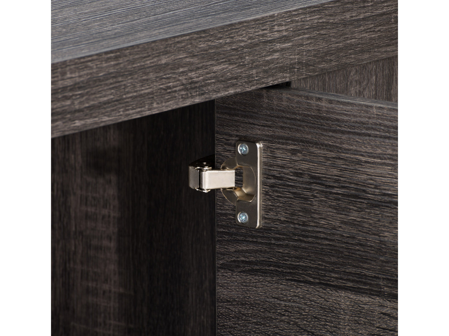 Elegant modern TV stand with a sleek black finish, featuring a glass top, two spacious open shelves, and a sturdy metal frame, perfect for contemporary living rooms and entertainment setups.