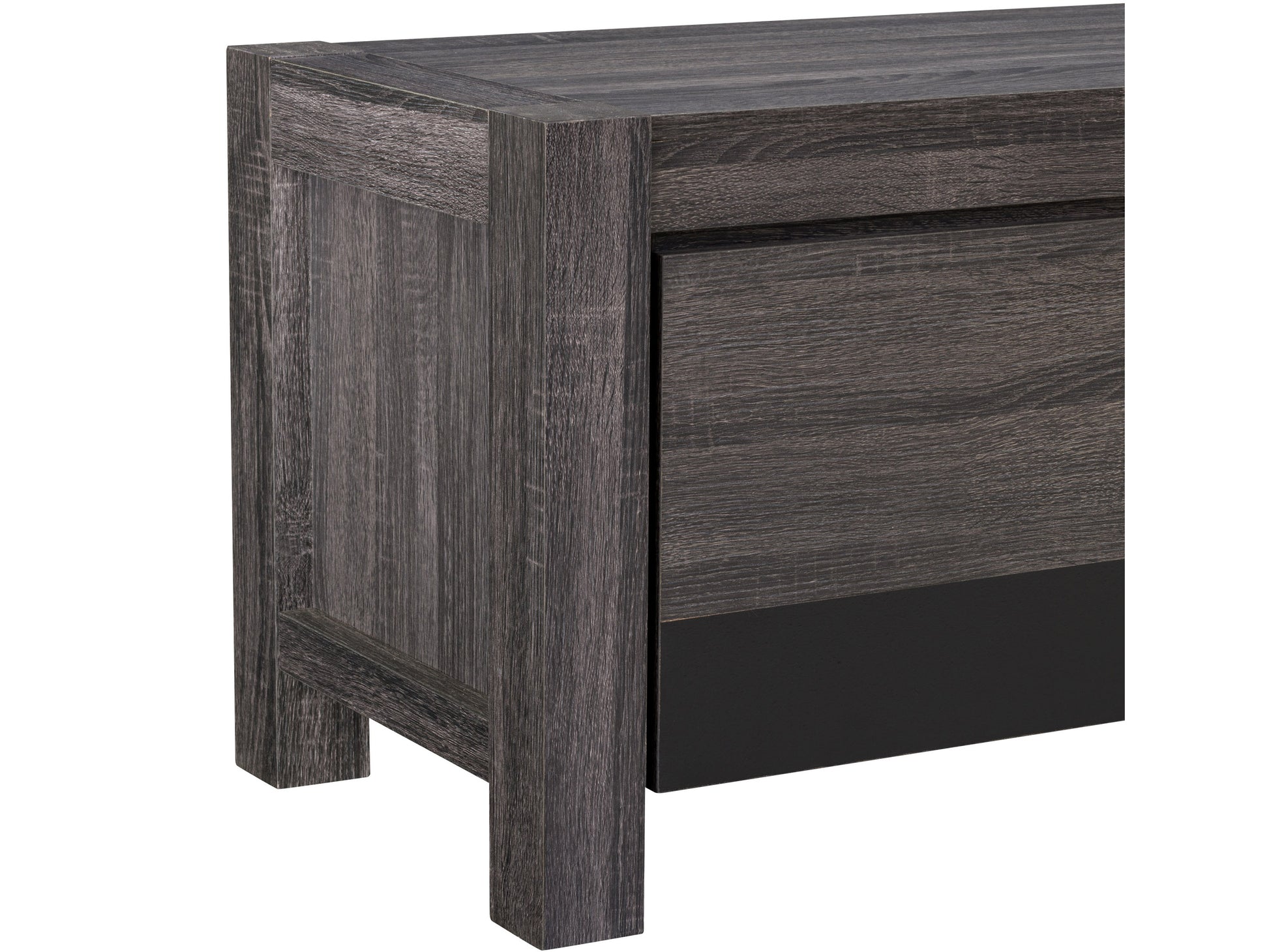 Modern wooden TV stand with open shelving, sleek white finish, and natural wood accents. Features cable management holes and sturdy construction, perfect for contemporary living rooms.