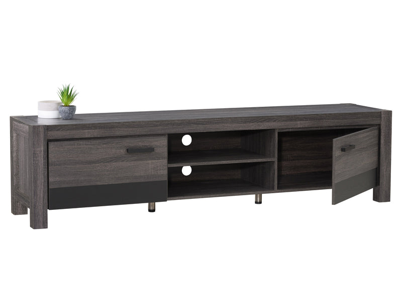 distressed carbon grey black duotone Modern TV Stand with Doors for TVs up to 95" Joliet Collection product image by CorLiving