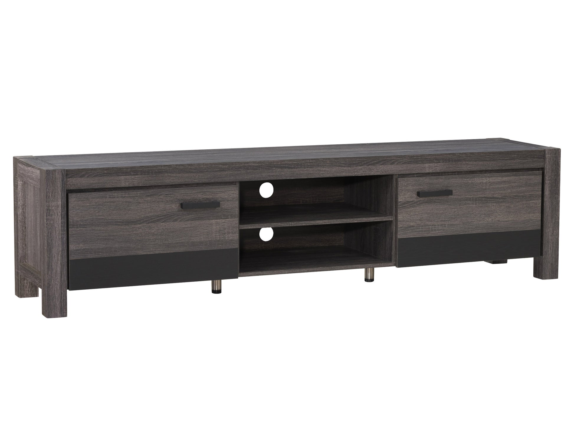 Modern TV stand with doors for TVs up to 95 inches, featuring sleek black finish, sturdy wood construction, spacious storage compartments, and minimalist design perfect for contemporary living rooms.