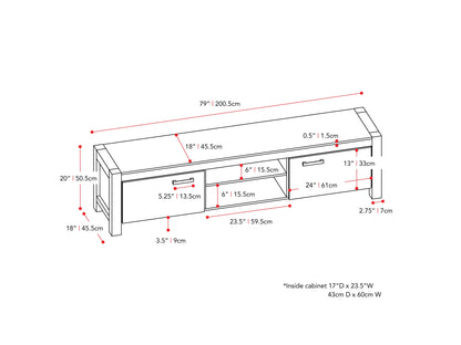 Modern TV stand with sleek black metal frame, natural wood shelves, and minimalist design, featuring open storage compartments and cable management system. Ideal for contemporary living rooms.