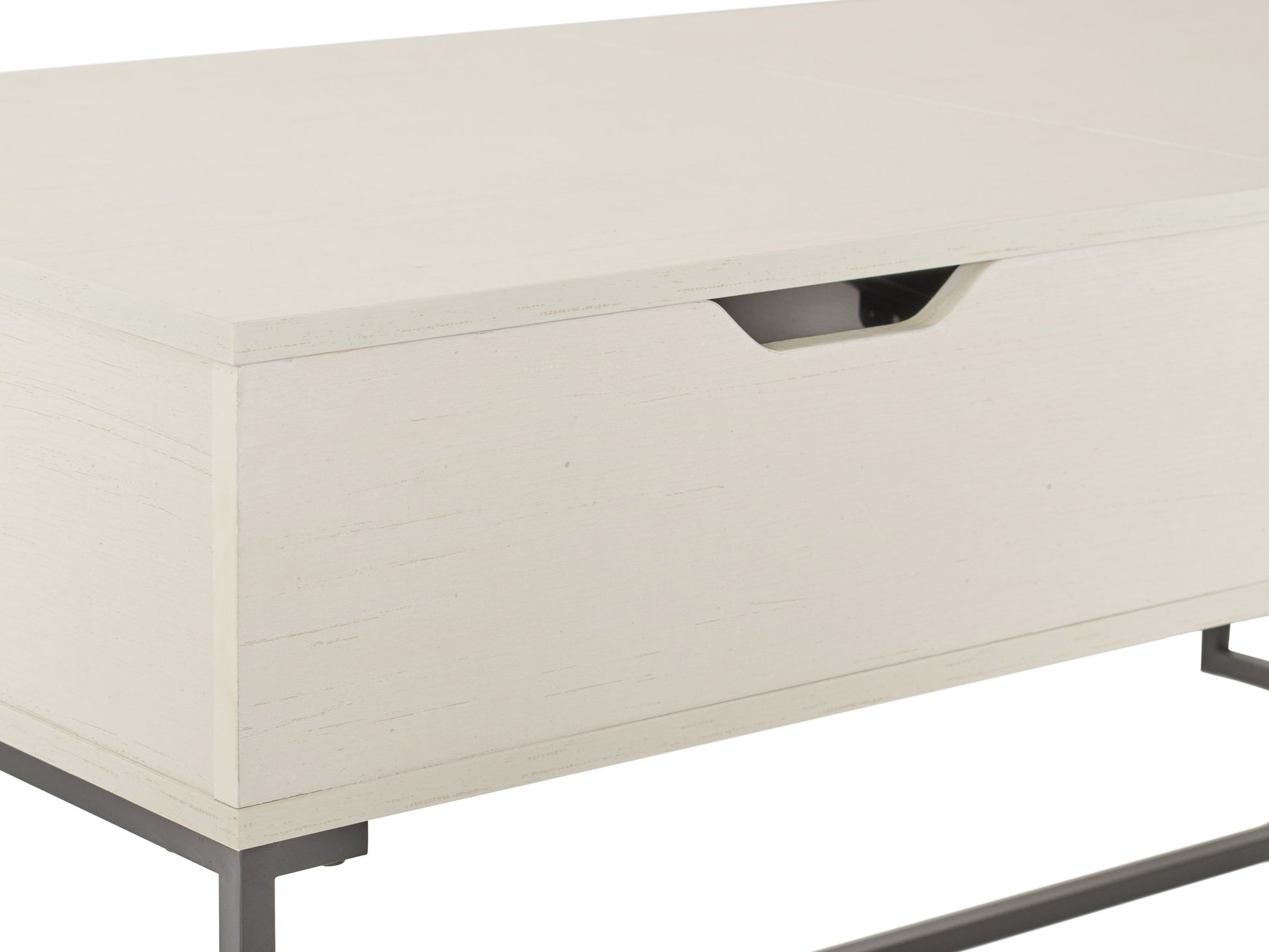 Modern coffee table with sleek black metal frame, tempered glass top, and lower wooden shelf in rich walnut finish for added storage and contemporary style.