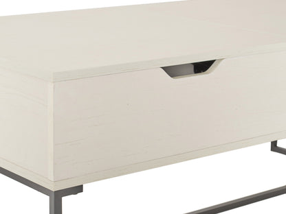 Modern coffee table with sleek black metal frame, tempered glass top, and lower wooden shelf in rich walnut finish for added storage and contemporary style.