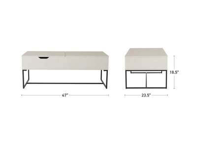 White Lift Top Coffee Table Hayden Collection measurements diagram by CorLiving#color_hayden-white-distressed-wood