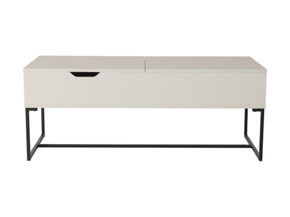 White lift top coffee table with hidden storage, featuring a sleek white finish, modern design, and sturdy wooden construction, perfect for contemporary living rooms and multifunctional use.