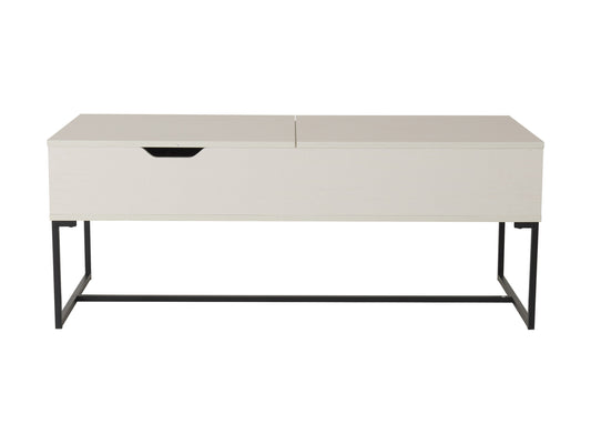 White lift top coffee table with hidden storage, featuring a sleek white finish, modern design, and sturdy wooden construction, perfect for contemporary living rooms and multifunctional use.