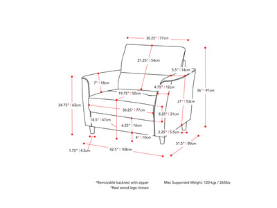 dark grey 3 Piece Living Room Set Caroline collection measurements diagram by CorLiving#color_dark-grey