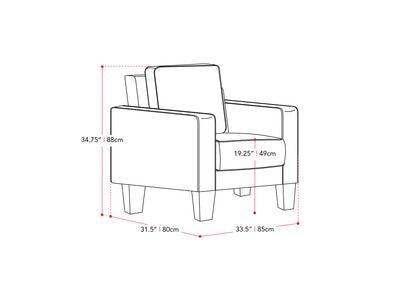 grey 2 Seater Loveseat and Chair Set, 2 piece Georgia Collection measurements diagram by CorLiving#color_georgia-grey