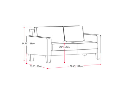 grey Sofa and Chair Set, 2 piece Georgia Collection measurements diagram by CorLiving#color_georgia-grey