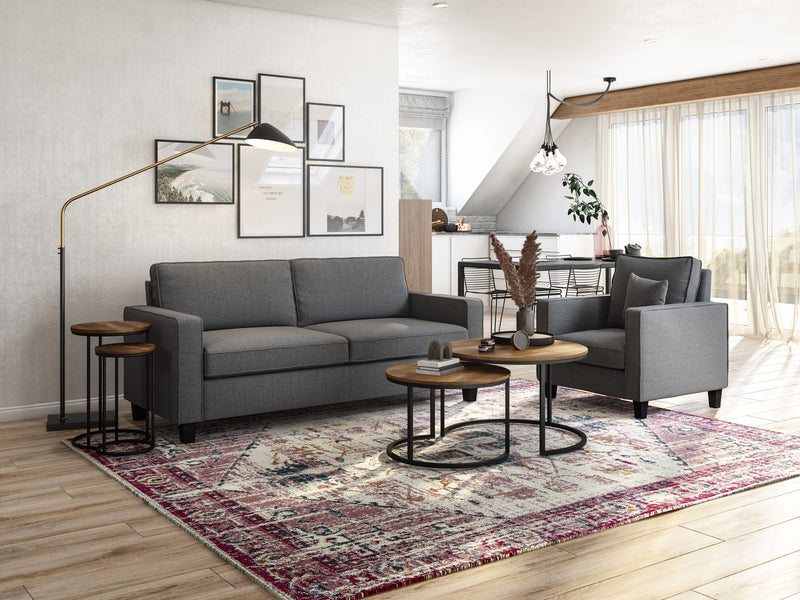 grey Sofa and Chair Set, 2 piece Georgia Collection lifestyle scene by CorLiving