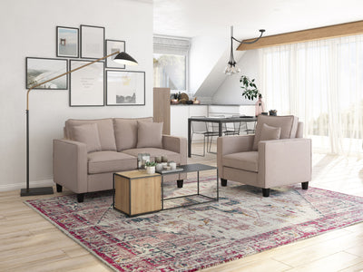 taupe 2 Seater Loveseat and Chair Set, 2 piece Georgia Collection lifestyle scene by CorLiving#color_georgia-taupe