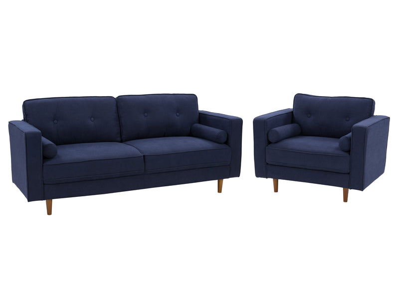 navy blue Sofa and Chair Set, 2 piece Mulberry collection product image by CorLiving