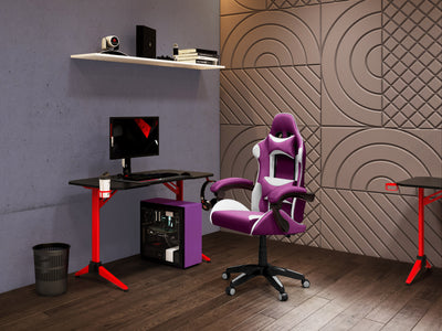 purple and white Reclining Gaming Chair Ravagers Collection lifestyle scene by CorLiving#color_purple-and-white