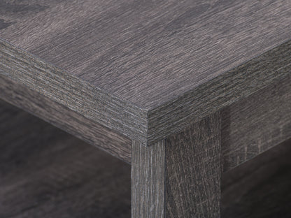 Modern minimalist wooden coffee table with a rectangular top, smooth light oak finish, and sturdy black metal legs, suitable for contemporary living rooms or office spaces.