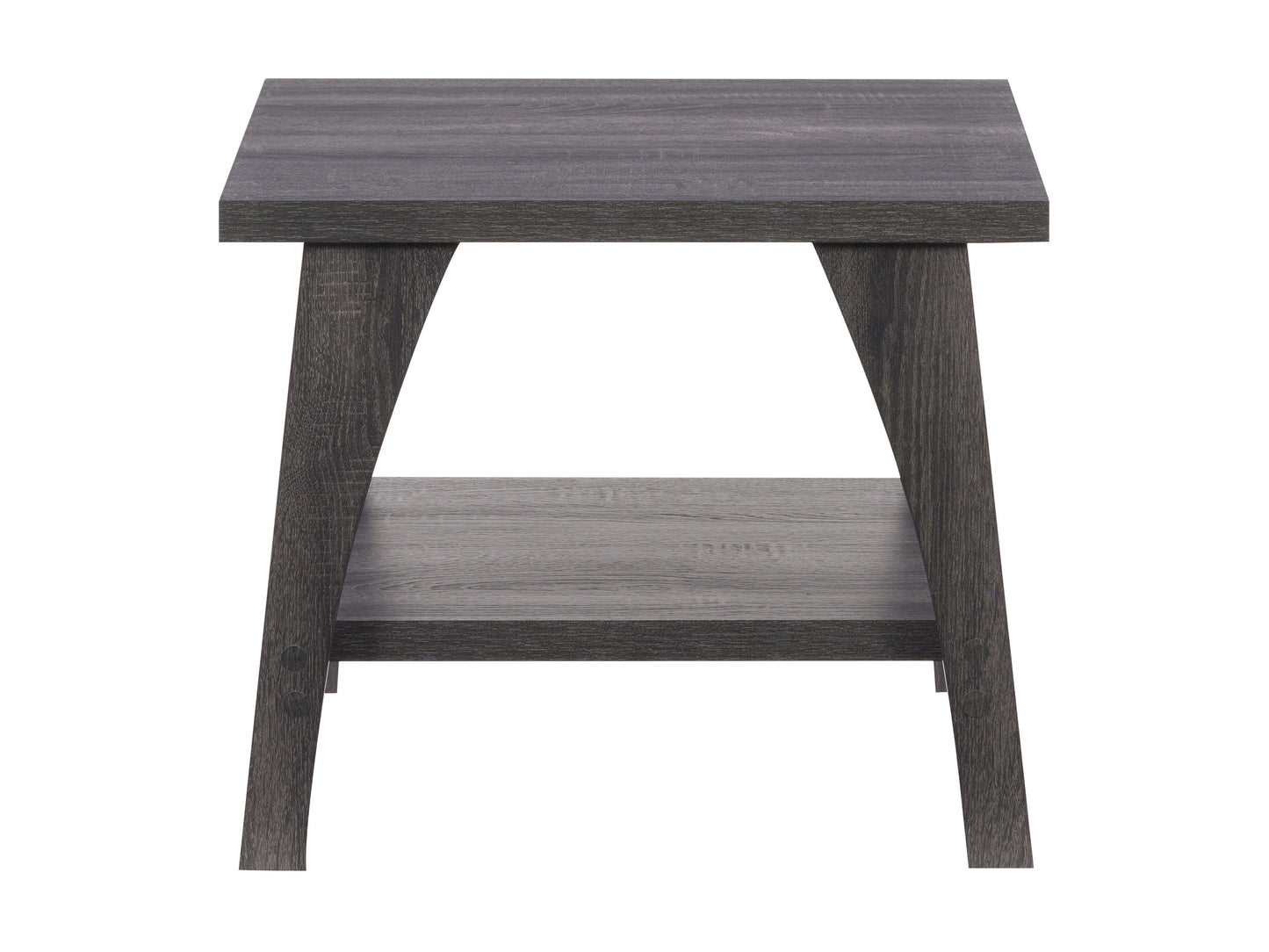 Modern side table with a sleek black metal frame and a natural wood top, featuring a minimalist design and sturdy construction. Ideal for living rooms or bedrooms, adding a contemporary touch to any space.