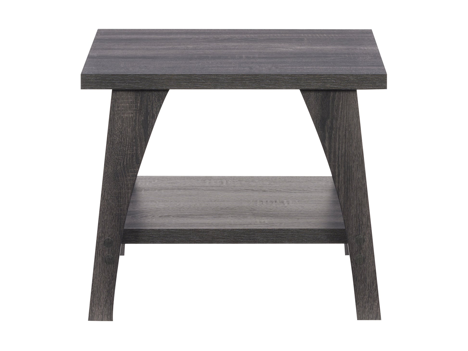 Modern side table with a sleek black metal frame and a natural wood top, featuring a minimalist design and sturdy construction. Ideal for living rooms or bedrooms, adding a contemporary touch to any space.