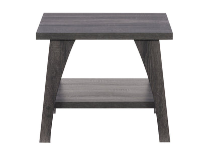 Modern side table with a sleek black metal frame and a natural wood top, featuring a minimalist design and sturdy construction. Ideal for living rooms or bedrooms, adding a contemporary touch to any space.