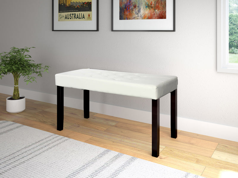 white Upholstered Bench Fresno Collection lifestyle scene by CorLiving
