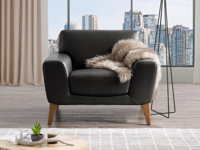 black Faux Leather Accent Chair London Collection lifestyle scene by CorLiving#color_london-black