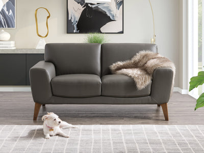 grey Faux Leather Loveseat London collection lifestyle scene by CorLiving#color_grey