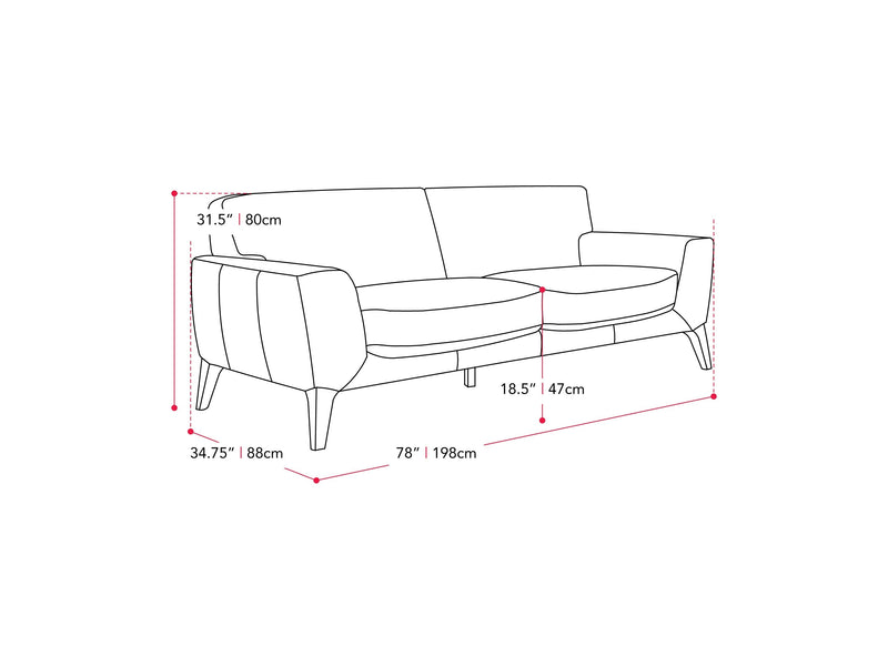 light grey London Sofa London collection measurements diagram by CorLiving