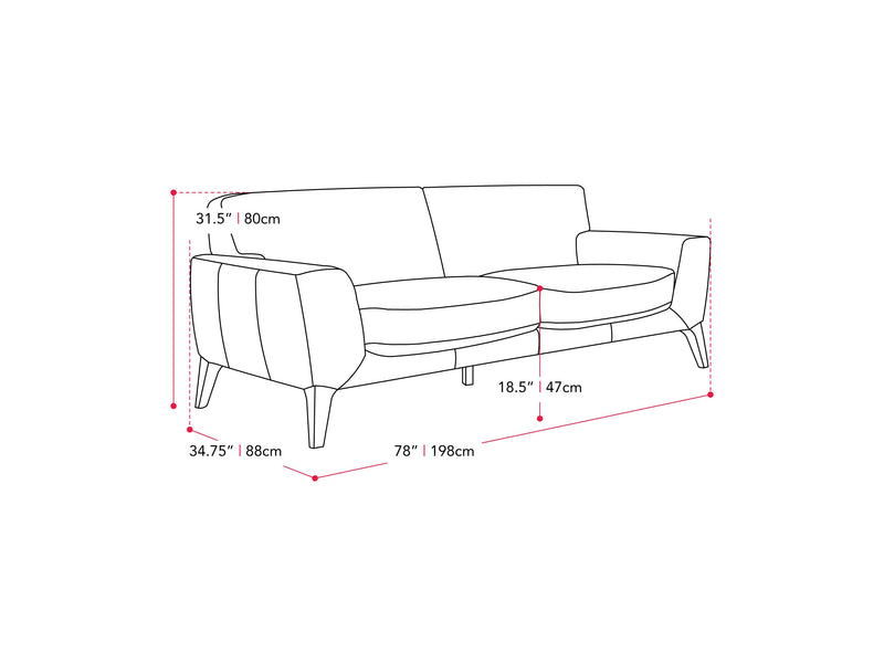 dark grey London Sofa London collection measurements diagram by CorLiving