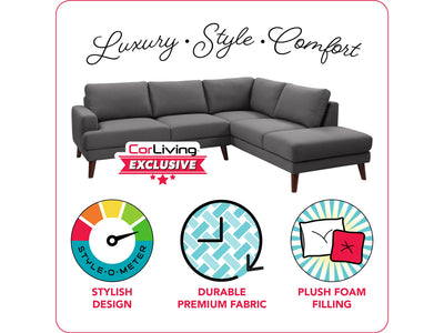 grey Sectional Couch, Right Facing Paris Collection infographic by CorLiving#color_dark-grey