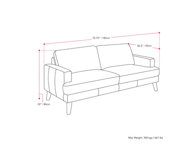 light grey Fabric Sofa Paris Collection measurements diagram by CorLiving#color_light-grey