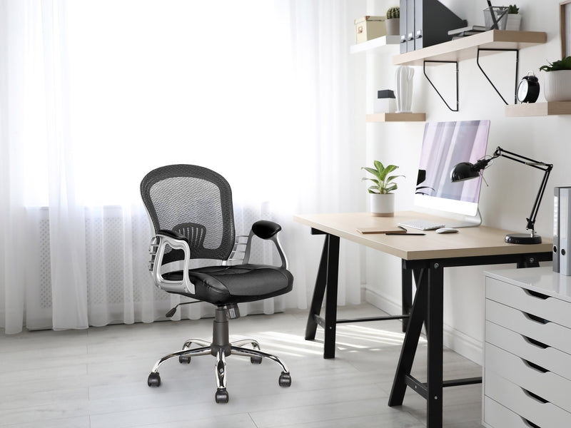 black Mesh Office Chair Quinn Collection lifestyle scene by CorLiving