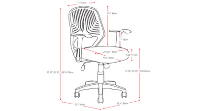 black Mesh Office Chair Avery Collection measurements diagram by CorLiving#color_black