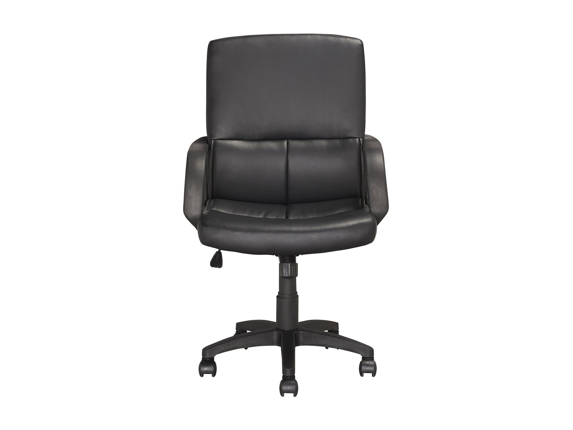 White ergonomic office chair with adjustable headrest, lumbar support, and mesh backrest. Features black and chrome accents, rolling casters, and padded seat. Ideal for modern office settings.