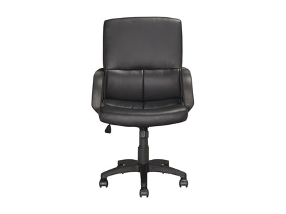 White ergonomic office chair with adjustable headrest, lumbar support, and mesh backrest. Features black and chrome accents, rolling casters, and padded seat. Ideal for modern office settings.