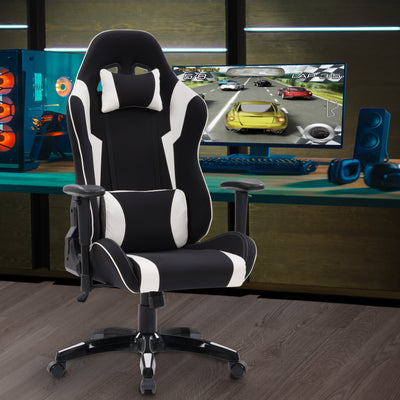 black and white Ergonomic Gaming Chair Workspace Collection lifestyle scene by CorLiving#color_black-and-white
