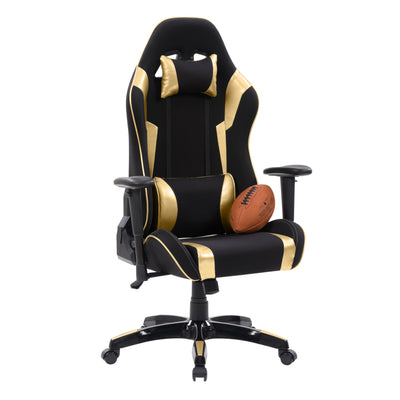 black and gold Ergonomic Gaming Chair Workspace Collection detail image by CorLiving#color_black-and-gold