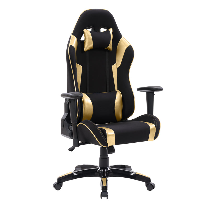 black and gold Ergonomic Gaming Chair Workspace Collection product image by CorLiving