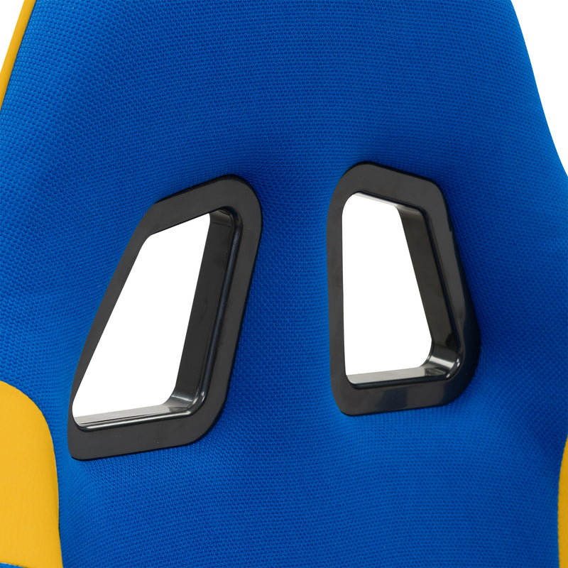 blue and yellow Ergonomic Gaming Chair Workspace Collection detail image by CorLiving