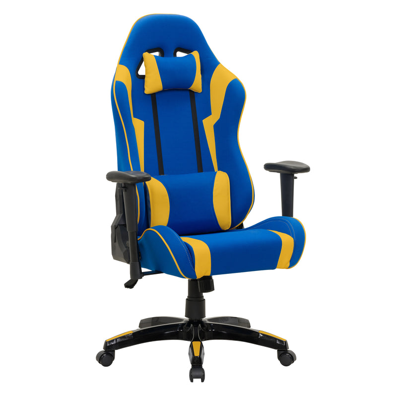 blue and yellow Ergonomic Gaming Chair Workspace Collection product image by CorLiving