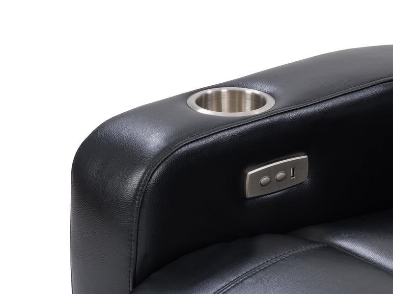 black Power Recliner with Cup Holder Ophelia Collection detail image by CorLiving