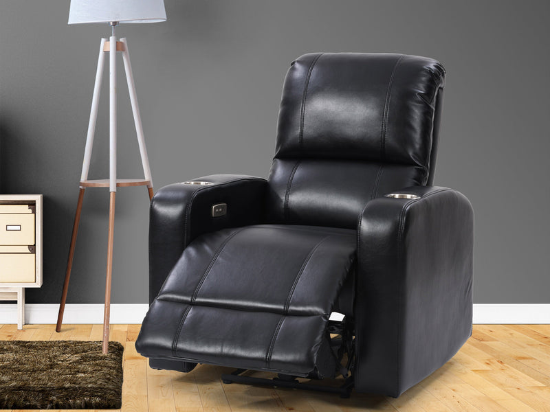 black Power Recliner with Cup Holder Ophelia Collection lifestyle scene by CorLiving