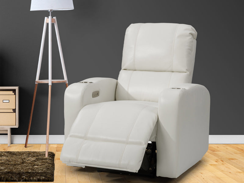 white Power Recliner with Cup Holder Ophelia Collection lifestyle scene by CorLiving