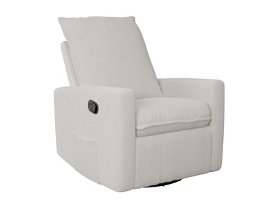 Boucle Glider Recliner Chair product image angle view #color_caillie-white